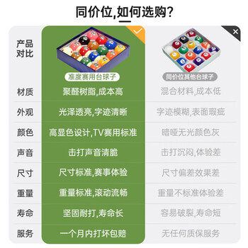 准度赛级台球子英式斯诺克国标台球子水晶球台球桌配件用品8A黑金刚