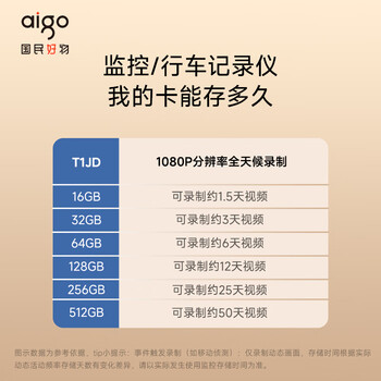 爱国者32GB TF（MicroSD）存储卡A1 U3 V30 4K 监控摄像头 车载行车记录仪专用内存卡 读速100MB/s T1JD
