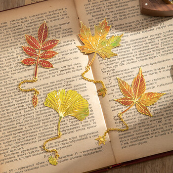 佳茉复古文艺树叶书签银杏叶金属书签礼盒高级感中国风古典礼物送老师纪念品元宵三八女神妇女节伴手礼