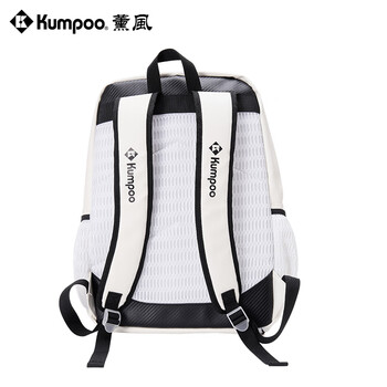 薰风（KUMPOO）多功能羽毛球包双肩包时尚大容量独立鞋仓运动背包KB-326 白/黑