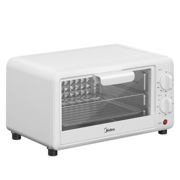 美的 电烤箱迷你容量10L极简操作60-230℃宽幅调温上下加热金属烤管 PT10X1