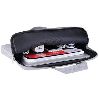 齐心加厚办公手提包事务包 商务拉链包电脑公文包 灰色 A8166