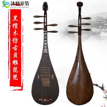 木製琵琶 螺鈿細工装飾付き 楽器装飾 装飾工房『瑞緒』