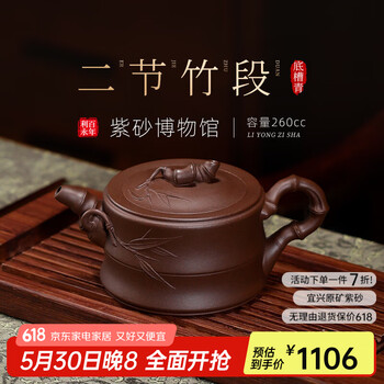 中国古美術・茶具・紫砂壺・竹段壺・底槽清・王南林款】・茶壺・酒