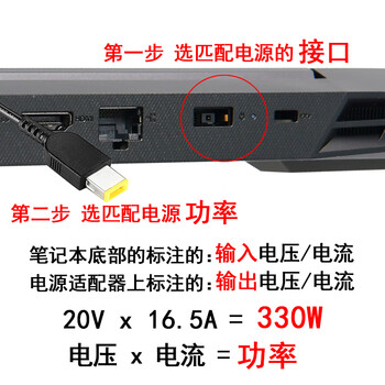 联想（Lenovo）拯救者原装笔记本电源适配器Y9000 R9000 2023 20V 16.5A 方口带针电源充电器 330W 电源 电源线