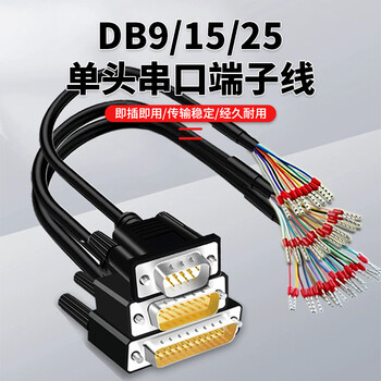 巴也 工业级DB15串口单头线 3排15针镀金母头（带端子)数据线 2米 BY-15DB020F-3