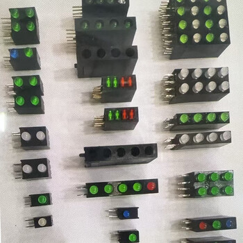 汇君 3mm发光二极管灯座LED间隔柱方形灯座指示灯座90°弯脚 2孔 绿灯[左负右正]50个装