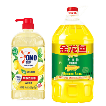 金龙鱼黄桶洗洁精柠檬香型1.1KG+金龙鱼精炼一级大豆油5L