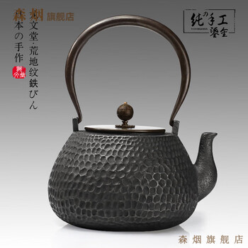 铜壶龙文堂 日本进口龙文堂铁壶明治时期铸铁茶壶安之介造饕餮纹铁壶千羽工坊
