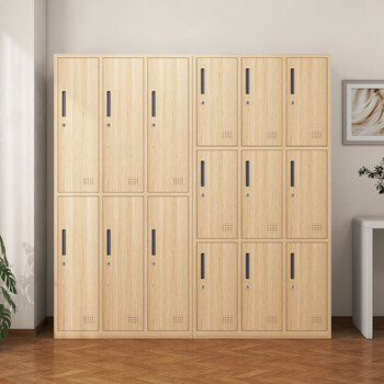 洛克菲勒宿舍柜子带锁储物柜多门柜员工柜存包柜樱桃木九门柜