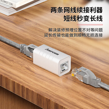 安普康（AMPCOM）千兆网线对接头 CAT6六类屏蔽网络水晶头双通转接跳线延长连接器RJ45网口直通头 白2个 AMC6WH02