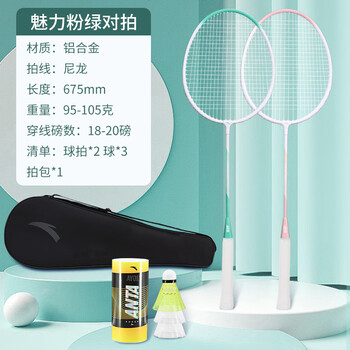 安踏(ANTA)羽毛球拍对拍铝合金深凹槽超轻耐打训练成人儿童学生羽拍621-3 安踏(ANTA)羽毛球拍对拍铝合金深凹槽超轻耐打训练成人儿童学生羽拍621-3
