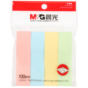 晨光（M&G）文具彩色小号索引便利贴标签贴便签贴纸粘性小条标记书签贴4色76*19mmYS-13办公用品