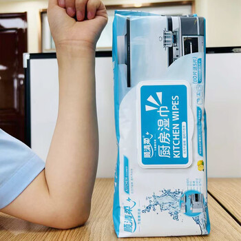 顺清柔 厨房湿巾80抽*4包 加厚加大20*25cm/抽轻松去油污厨房用纸