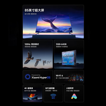 小米（MI）电视85英寸 144Hz高刷 3+64G超大储存 WiFi6 澎湃OS 二级能效 RedmiMAX85 2025款一价全包