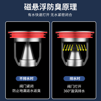 佳立方地漏防臭防反味神器全铜磁悬浮地漏芯防臭器卫生间通用反水止逆阀