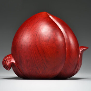 仙纵红花梨木雕寿桃子福寿摆件家居客厅装饰工艺品生日贺寿送长辈礼品