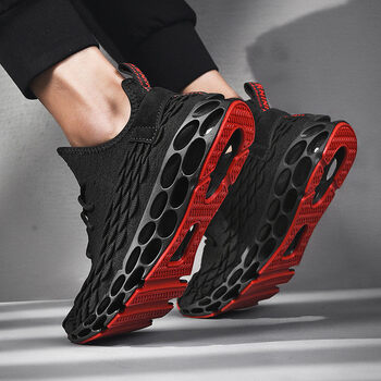 夏季男鞋透气网面运动鞋潮流夏天网红鞋子男潮鞋百搭黑色刀锋网鞋