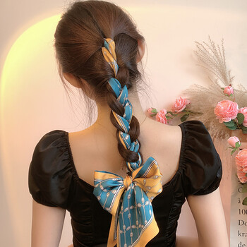 油画长条小丝巾发带女夏季感编发绑发扎头发飘带丝带绑包春秋 n12