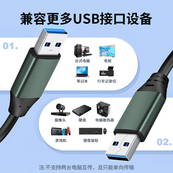 北山雀 USB3.0公对公 3米 双头高速传输移动音频盒公头延长连接线 笔记本电脑散热器电视机顶盒BSQ-AM10A