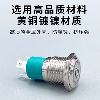 佰达特 10A大电流大功率金属带灯按钮开关自锁自复位点动键19mm环形灯 自锁（6个）