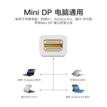 毕亚兹 Mini DP转HDMI VGA转换器线 苹果笔记本电脑微软Surface雷电口连接电视投影仪 迷你dp拓展转接头