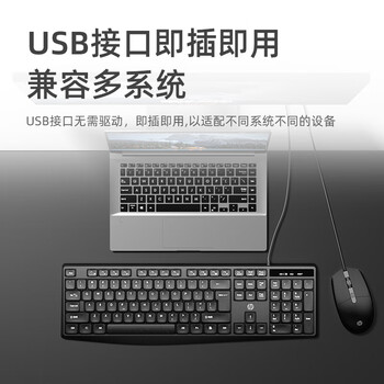 惠普（HP）KM10L有线键鼠套装 商务办公键盘鼠标套装 高效办公防泼溅 笔记本台式机通用键盘鼠标