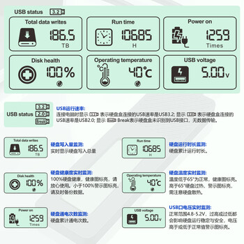 硕乐（shuole）智能数显M.2 NVMe/SATA双协议硬盘盒健康度监测 Type-C3.2移动硬盘盒 适用笔记本电脑CNC全金属款
