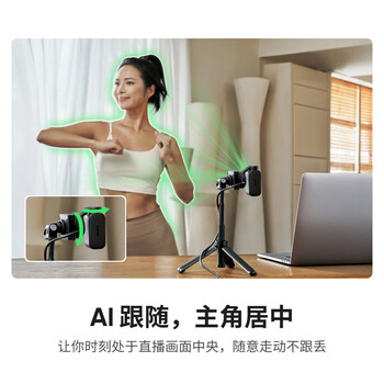 影石（Insta360）Link 2 & Link 2C AI智能4K直播摄像头 高清美颜电脑直播设备 4K 【云台款】迷你脚架套装-石墨黑