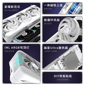 影驰 GeForce RTX 5090 D 星曜 LUNA OC 32G GDDR7  DLSS 4 电竞游戏设计剪辑AI电脑显卡