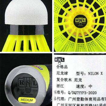 亚狮龙RSL尼龙羽毛球初学者室内外训练耐打塑料胶球NILON X黄色中速1筒