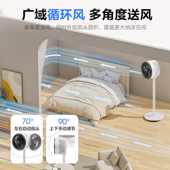 美的（Midea）FGA25SGJ空气循环扇家用 落地扇台式两用 大风量轻音节能电风扇 卧室办公室摇头风扇