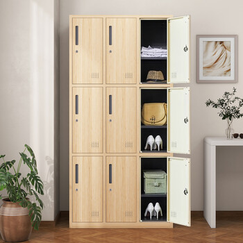 洛克菲勒宿舍柜子带锁储物柜多门柜员工柜存包柜樱桃木九门柜