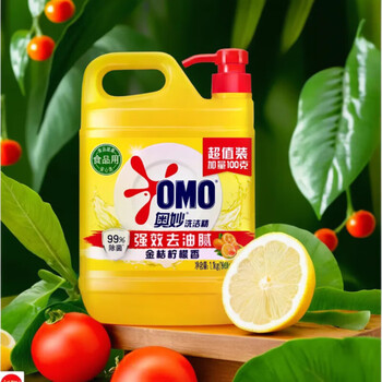 奥妙（OMO）黄桶洗洁精1.1kg 茶香型温和去油留香+金龙鱼醇香花生油4L