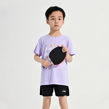 李宁(LI-NING)乒乓球服速干短袖儿童跑步运动服基础上衣T恤青少年 丁香紫 150 李宁(LI-NING)乒乓球服速干短袖儿童跑步运动服基础上衣T恤青少年 丁香紫 150