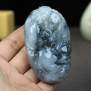 和田玉青花籽料把件- 京东