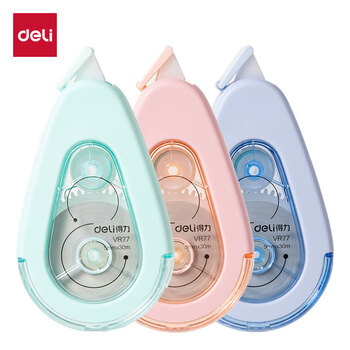 得力（deli）【消音】3只装90米彩色简约款软硅胶耐摔修正带 高颜值轻音涂改顺滑涂改带  