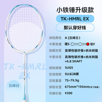 威克多（VICTOR）胜利羽毛球拍小铁锤全碳素专业单拍TK-HMRL A云峰白5U穿线送手胶