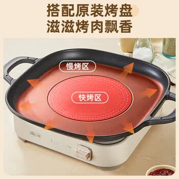 小熊ZMD安心系列电磁炉电陶炉 小型电磁灶 家用不挑锅具6档火力爆炒 围炉煮茶 DTL-D22R1+烤盘烤网