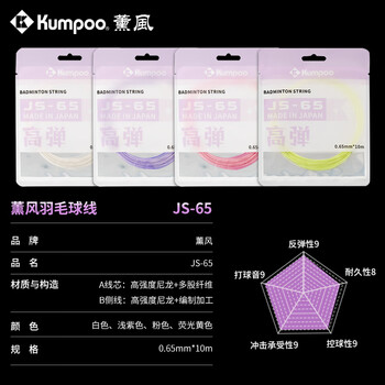 薰风（KUMPOO）新款羽毛球线熏风高弹耐高磅多色可选尼龙耐磨羽线 JS-65粉色