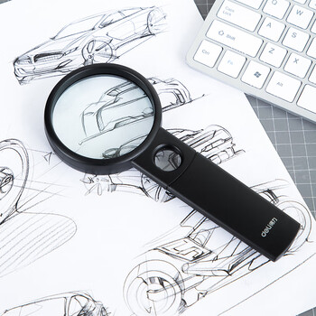 得力(deli)50mm高清手持阅读放大镜(带辅助放大镜) 得力(deli)50mm高清手持阅读放大镜(带辅助放大镜)