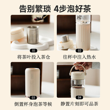 格米（germ）茶水分离玻璃杯女士高颜值花茶水杯办公室泡茶杯礼物杯子500ML紫