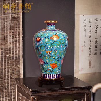 景泰蓝铜花瓶- 京东