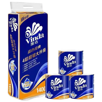 维达（Vinda）卷纸 蓝色经典140克×10卷*6提4层 超韧加厚装 卫生卷筒纸V4069