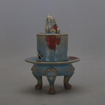 钧窑三足炉- 京东