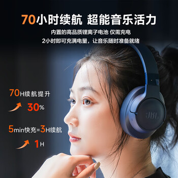JBLTUNE770NC头戴式蓝牙耳机 主动降噪无线耳机 华为苹果小米通用 礼物推荐白色