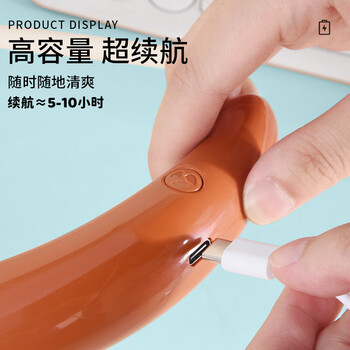 欧利文挂脖风扇制冷脖子小风扇低音儿童充电款户外旅游降温风宝 比鲁斯 灰色