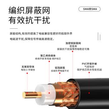 玖鼎新 SMA公转SMA母内针射频连接线SYV50-3跳线 RG58同轴馈线天线话筒放大器示波器延长线50米 JDX-SRSJK-50