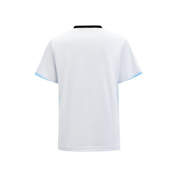 川崎羽毛球服男款速干透气训练V领运动服短袖专业 幻影蓝 L