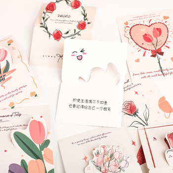 得印（befon）3D贺卡明信片手写贺卡小卡片圣诞节日祝福卡片表白节日生日卡片仪式感diy立体玫瑰花折卡30张4268